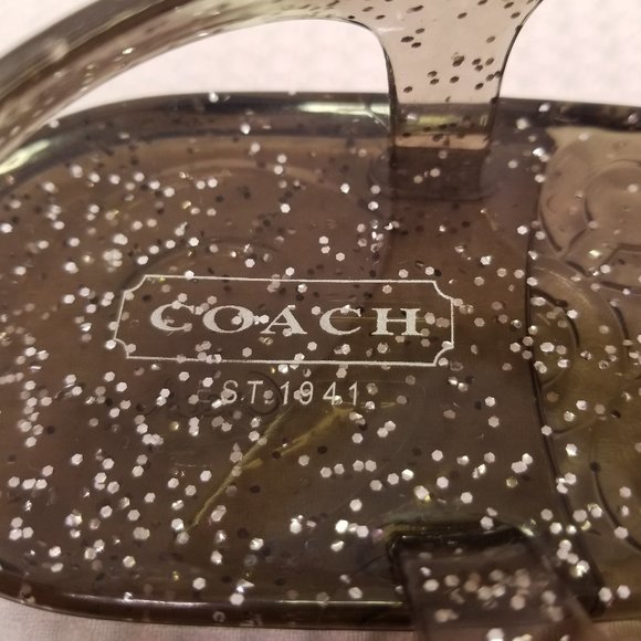 Coach Women's Hilda Jelly Sandals Smoky gray with silver glitter Size 9 - Picture 3 of 7